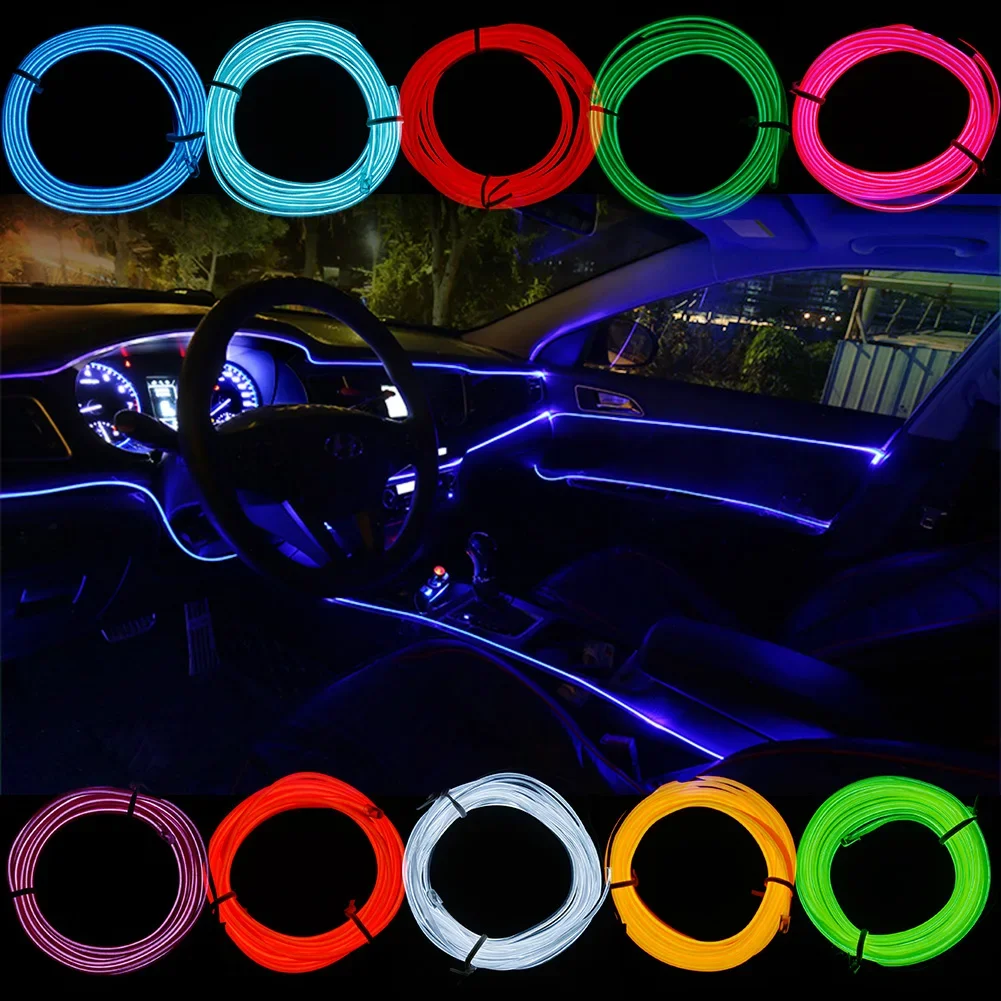 1m 12V LED Auto Licht Lampe Auto Innen dekorative Atmosphäre Drahtst reifen – Detail 15
