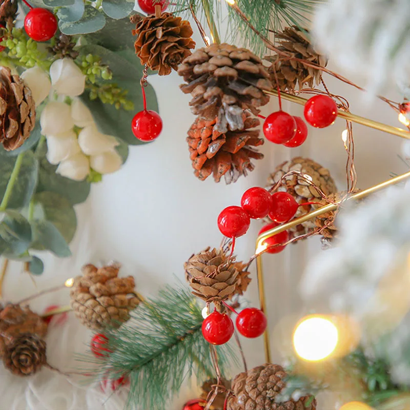 2M عيد الميلاد LED سلسلة أضواء، مصباح الأسلاك النحاسية مع أجراس مخاريط الصنوبر التوت الأحمر، عطلة الزفاف ديكور للمنزل شجرة عيد الميلاد #6