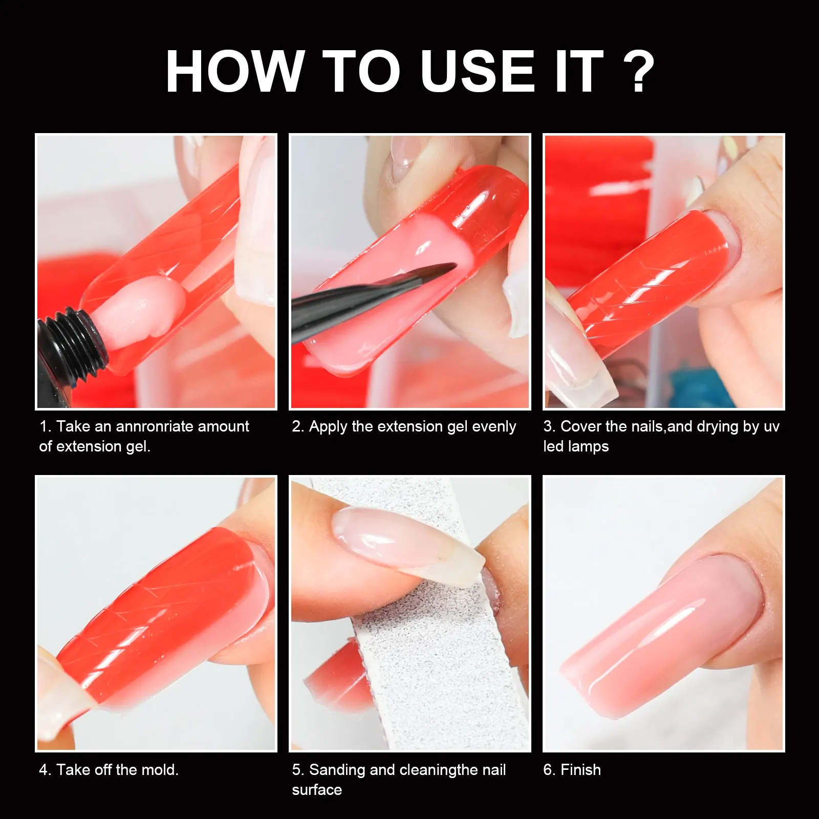 الملونة مسمار بولي أكريليك جل قوالب علوية للأظافر UV جل البولندية بناء سريع قالب نصائح كاذبة قوالب قابلة لإعادة الاستخدام 20/100/144/288 قطعة #4