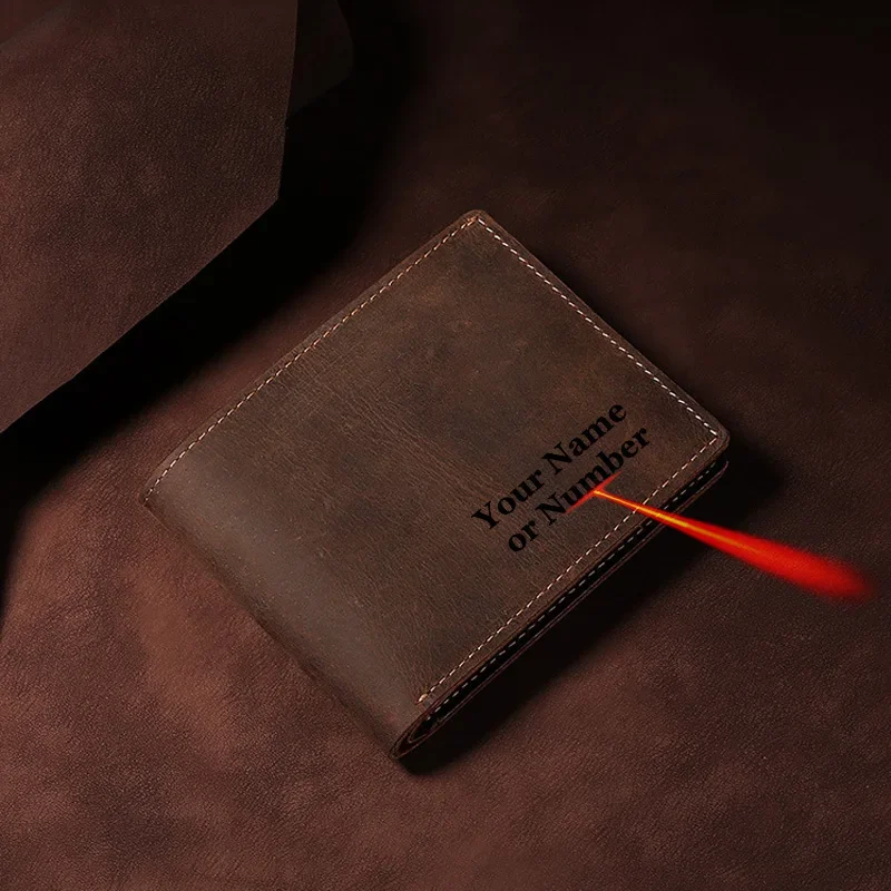 Custom Mens Wallets with Names Leather Wallet for Men Genuine Leather Men Wallets Personalised Gifts for Men Drop Shipping