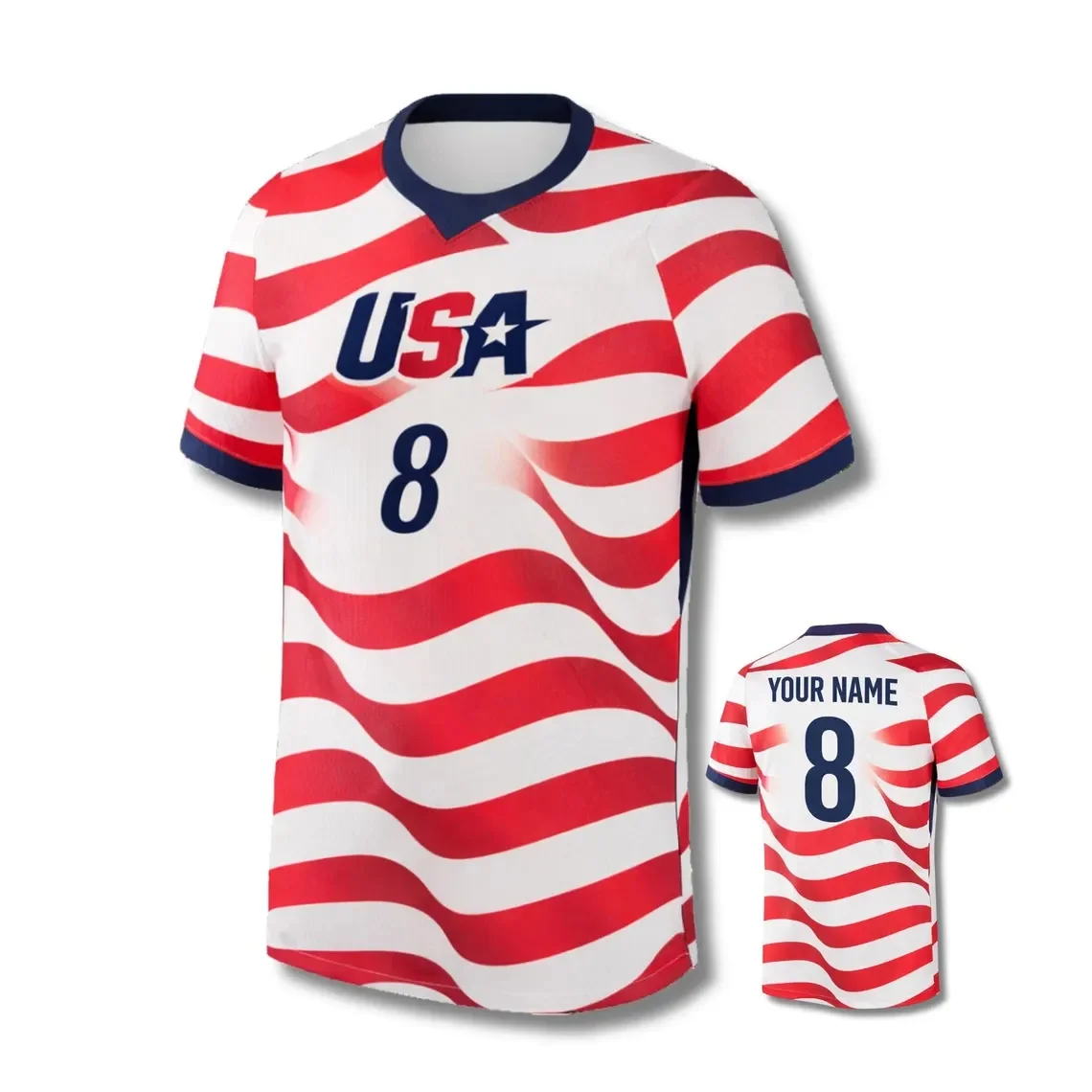 USA 3D Soccer Jersey Personalized Name & Number Fan Shirt , Unisex Sublimation Gift for Men Women