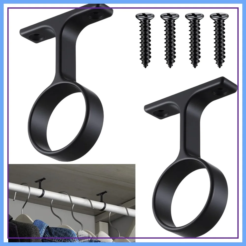 

2 Pcs 1 5/16 Inch Round Closet Rod Support Ceiling Mount Bracket for Wardrobe