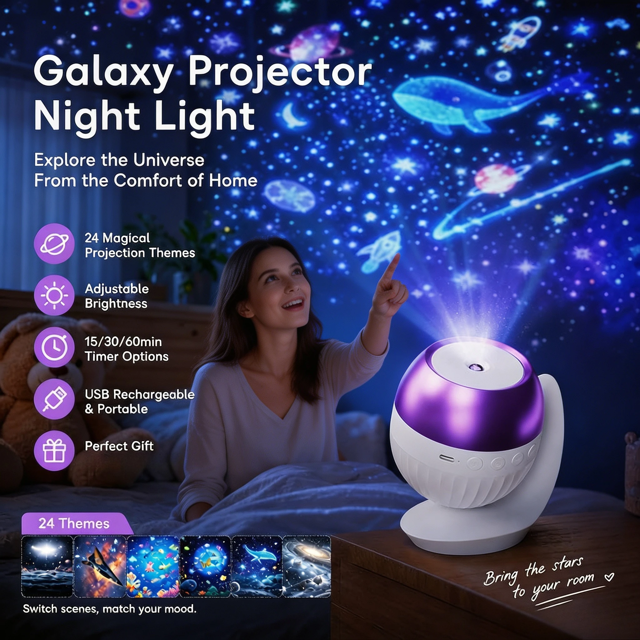 جهاز عرض ضوئي لنجوم المجرة وال - مراجعة Planetarium Projector Home وسعره