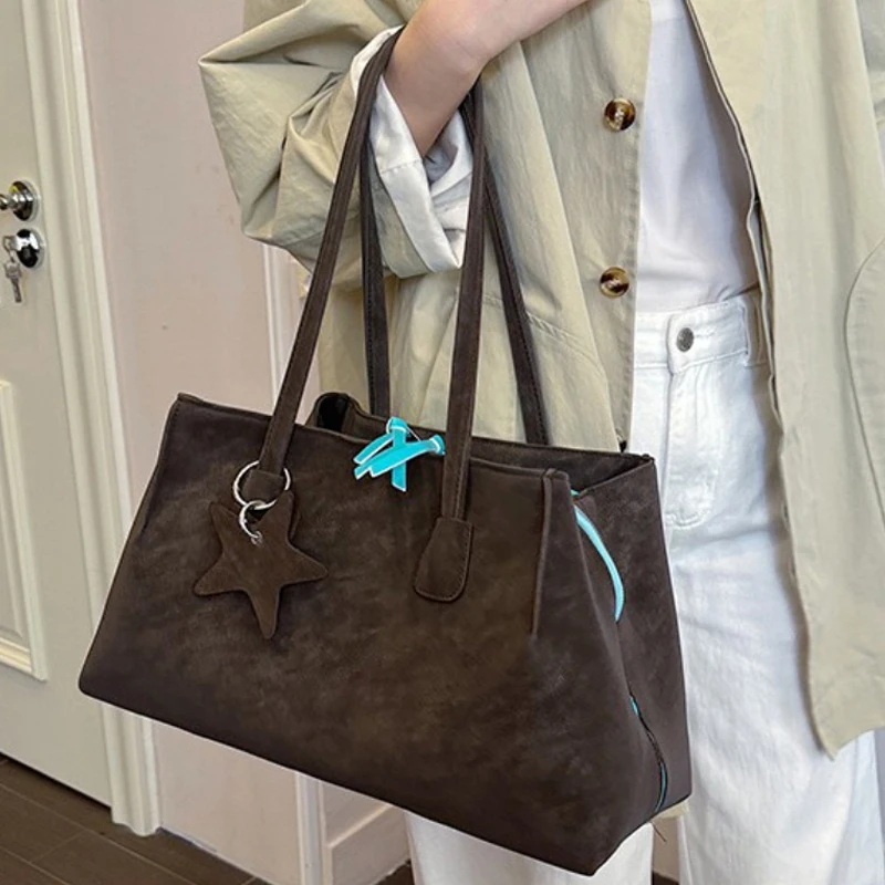 Damen-Tragetasche, mehrschichtige Schultertasche mit großem Fassungsvermögen und Reißverschluss, Damen-Vintage-Handtasche mit mattiertem Finish, ideal für Büro, Pendel und den täglichen Gebrauch, mit Tragegriff. – Detail 19