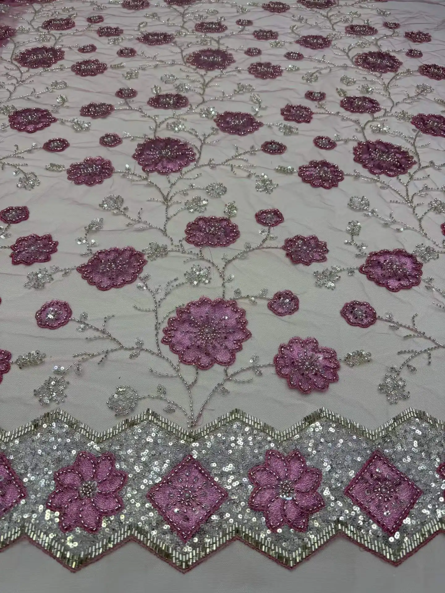 

African Lace Fabric 2026 Sequins Beaded Embroidery Groom Nigerian Bridal High Quality French Tulle Lace Fabric For Sewing