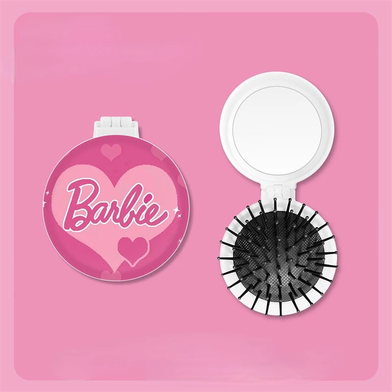 MINISO Creative Barbie New Style Fashion Personalized Cartoon Compact and Portable Two-in-One Air Bag Massage Dressing Mirror