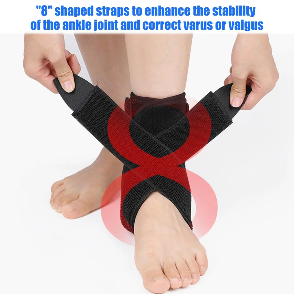 1 Pcs Adjustable Ankle Brace Lace up Stabilizer Support For Achilles Tendon Sprain Injury Recovery Running Basketball Volleyball