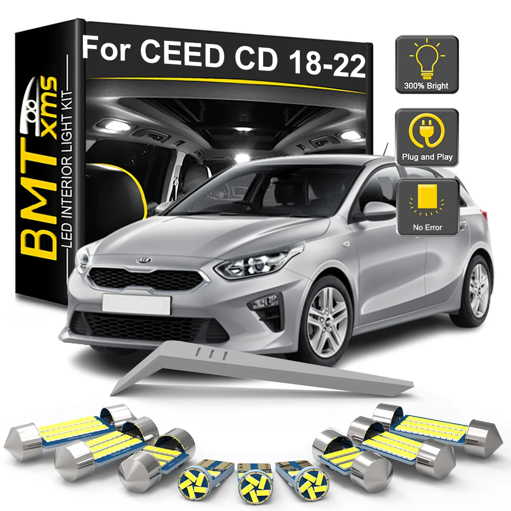 

BMTxms 11PCS Canbus For KIA CEED CD 2018 2019 2020 2021 2022 2023 Car LED Interior Light Bulb Kit Dome Trunk License Plate Lamp