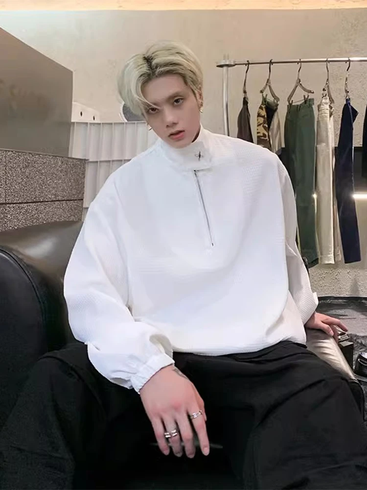 

Мужская толстовка на молнии High-Street American Sle, весна-осень, тяжелый воротник Jaet, модный бренд Haome, High-End Feeli...