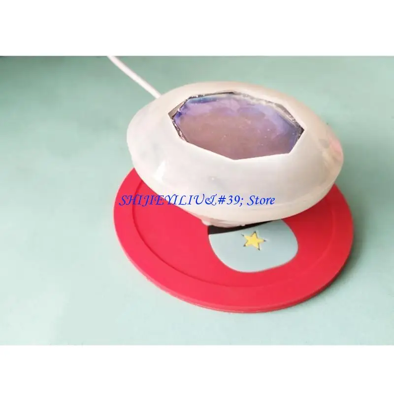 E21F Cartoon USB Coffee Warmer Cup Pad Resin Bubble Remover Mold Heating Silicone Mat Heater for Resin Curing Tools