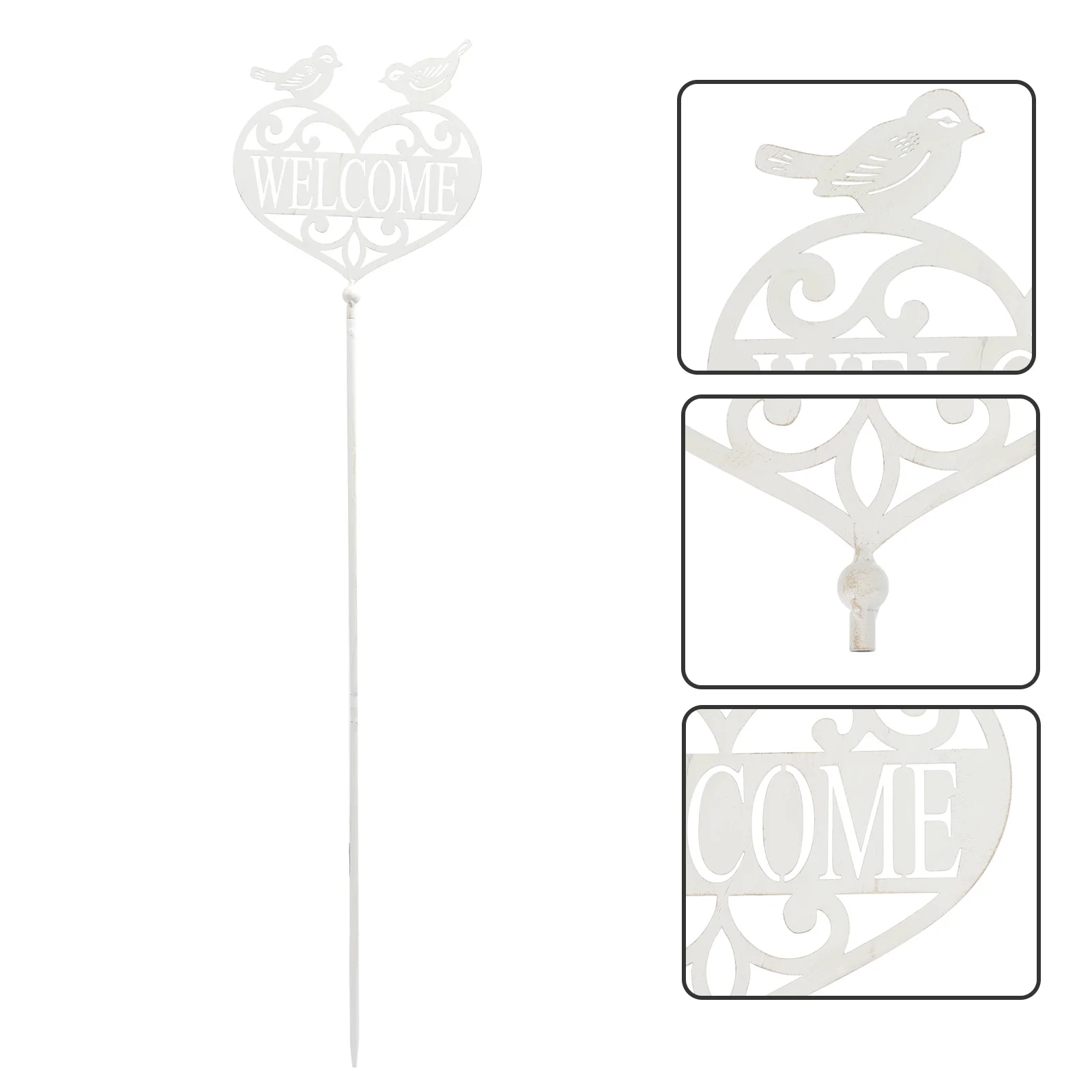 

1pc Welcome Board Decor Lovely Garden Stake Plug-In Outdoor Yard Sign Metal Spring Decoration For Patio Balcony Villa