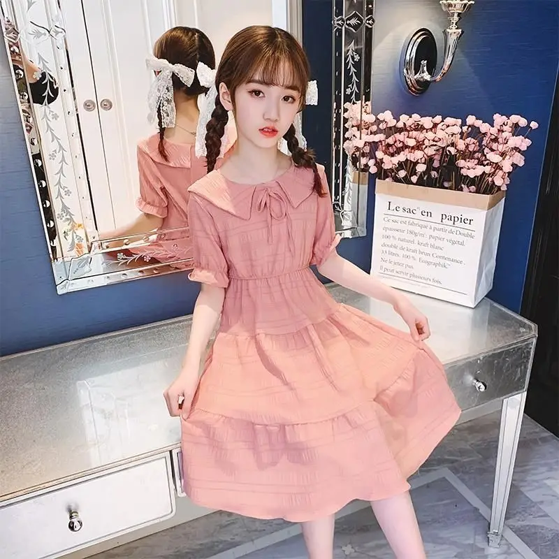 2024 Casual Summer Dress for Girls Wear Korea Fashion Style Elegant Party Princess Dresses Kids Clothes 2 3 4 12 13 14 Years Old