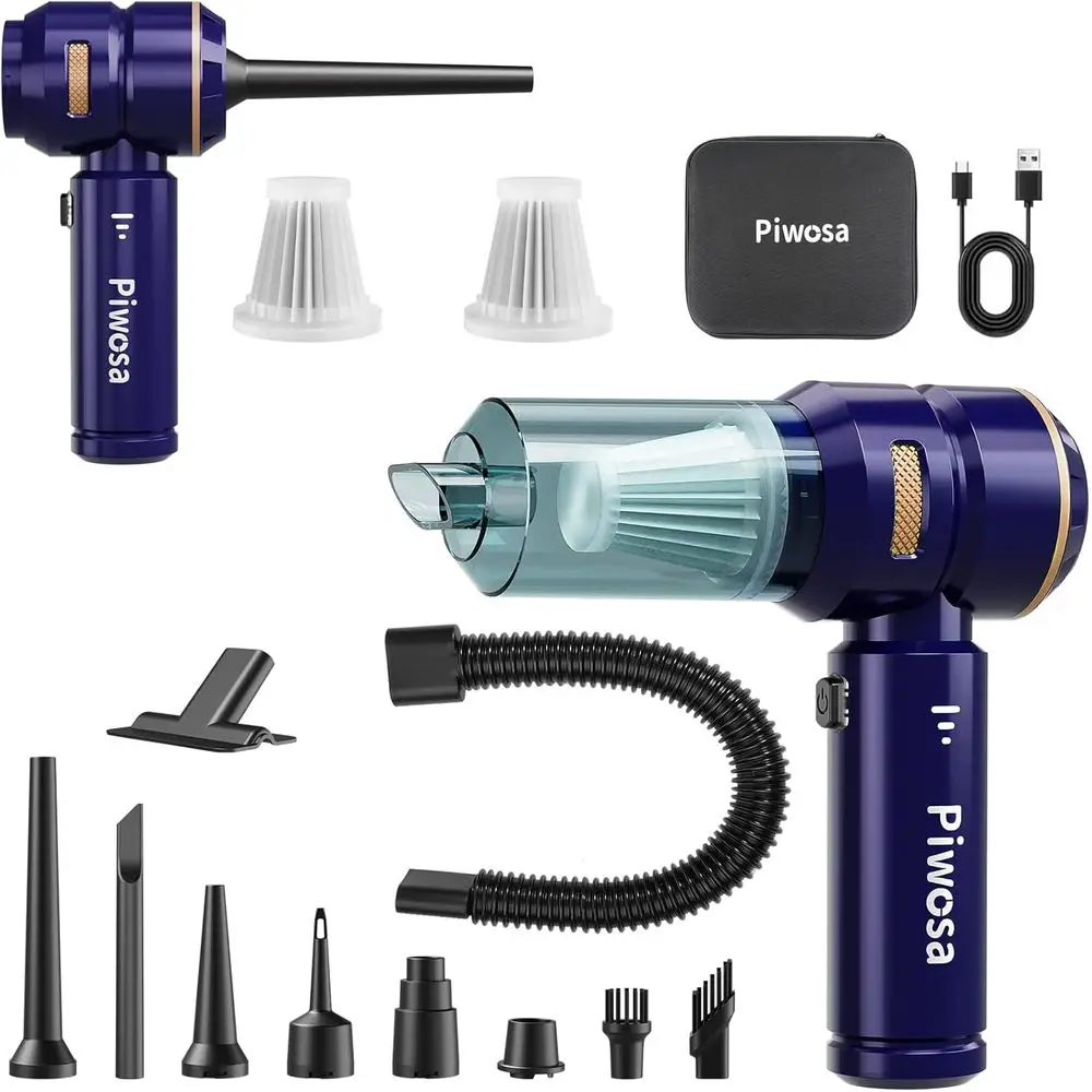 

Handheld Vacuum Cordless, Car Vacuum Cleaner with High Power Strong Suction, Compressed Air Dusters with LED Light, Mini Portabl