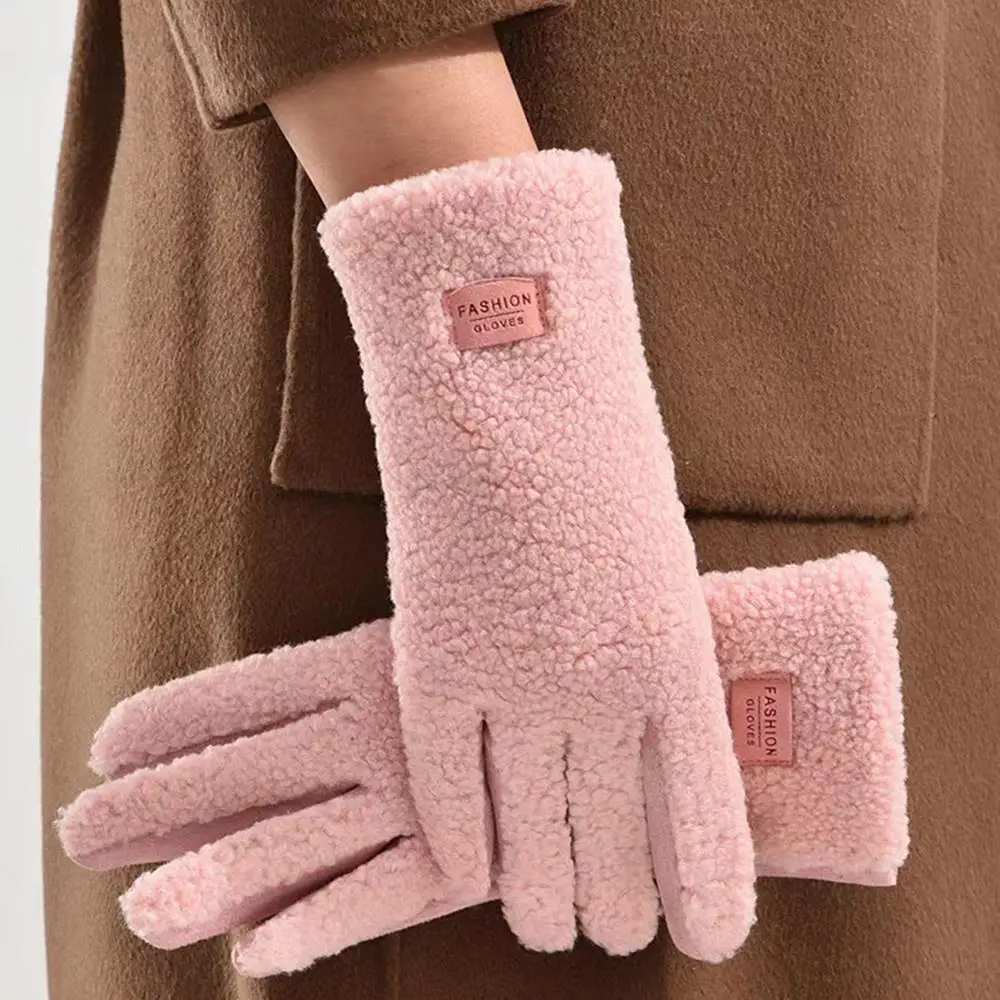 New Winter Cashmere Gloves Fashion Ladies Warm Plush Touch Screen Gloves Suede Outdoor Driving Cycling Mittens Cold Proof Gloves