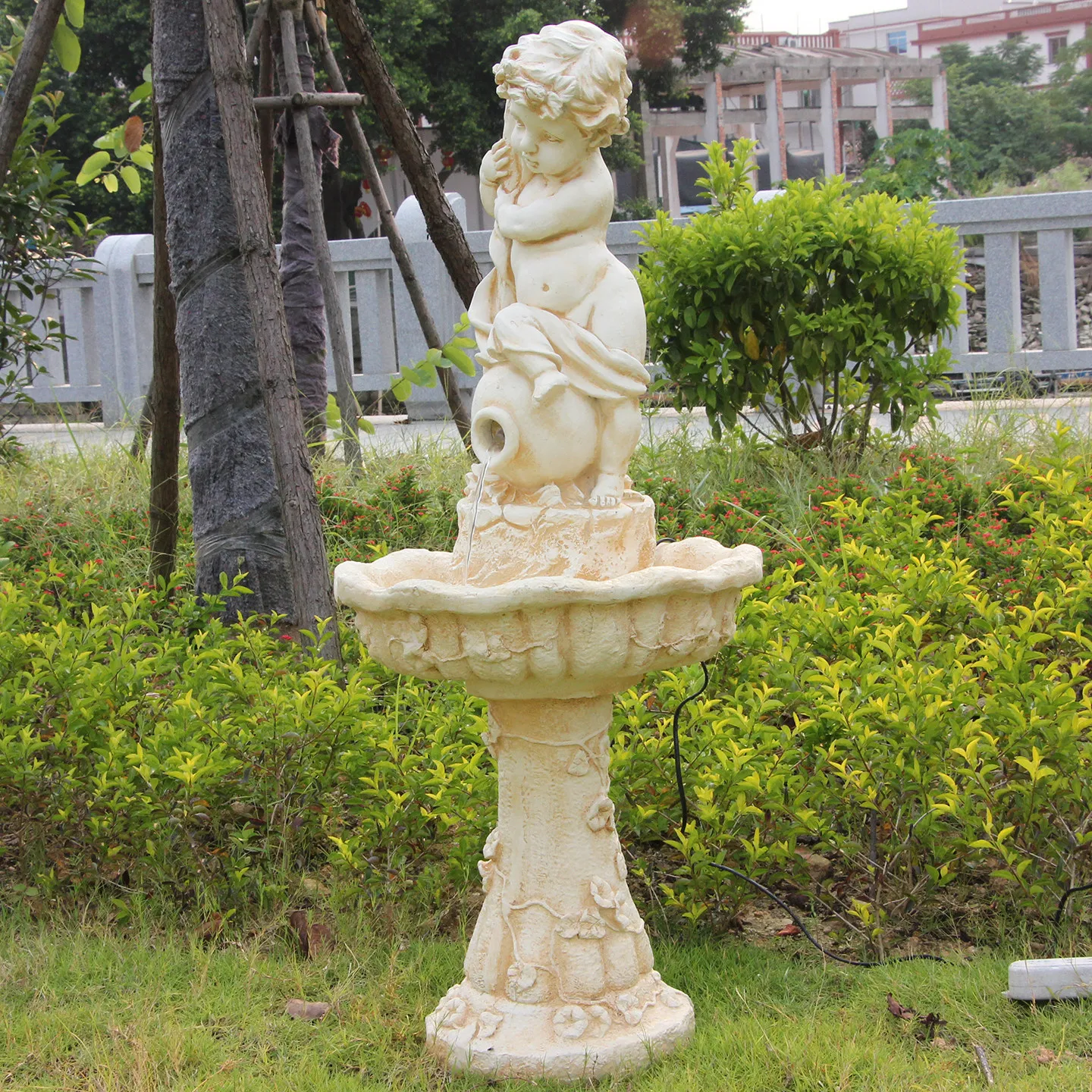 European character running water fountain wedding decoration living room angel sculpture floor fish pond courtyard creative