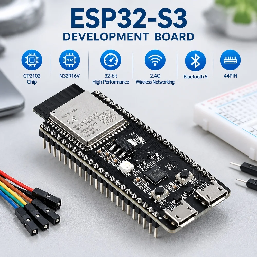 ESP32-S3 Development Board Module N32R16V 32bit 2.4GHz WiFi BLE5 Modules for Arduino  CP2102 44PIN ESP32-S3-DevKitC-1