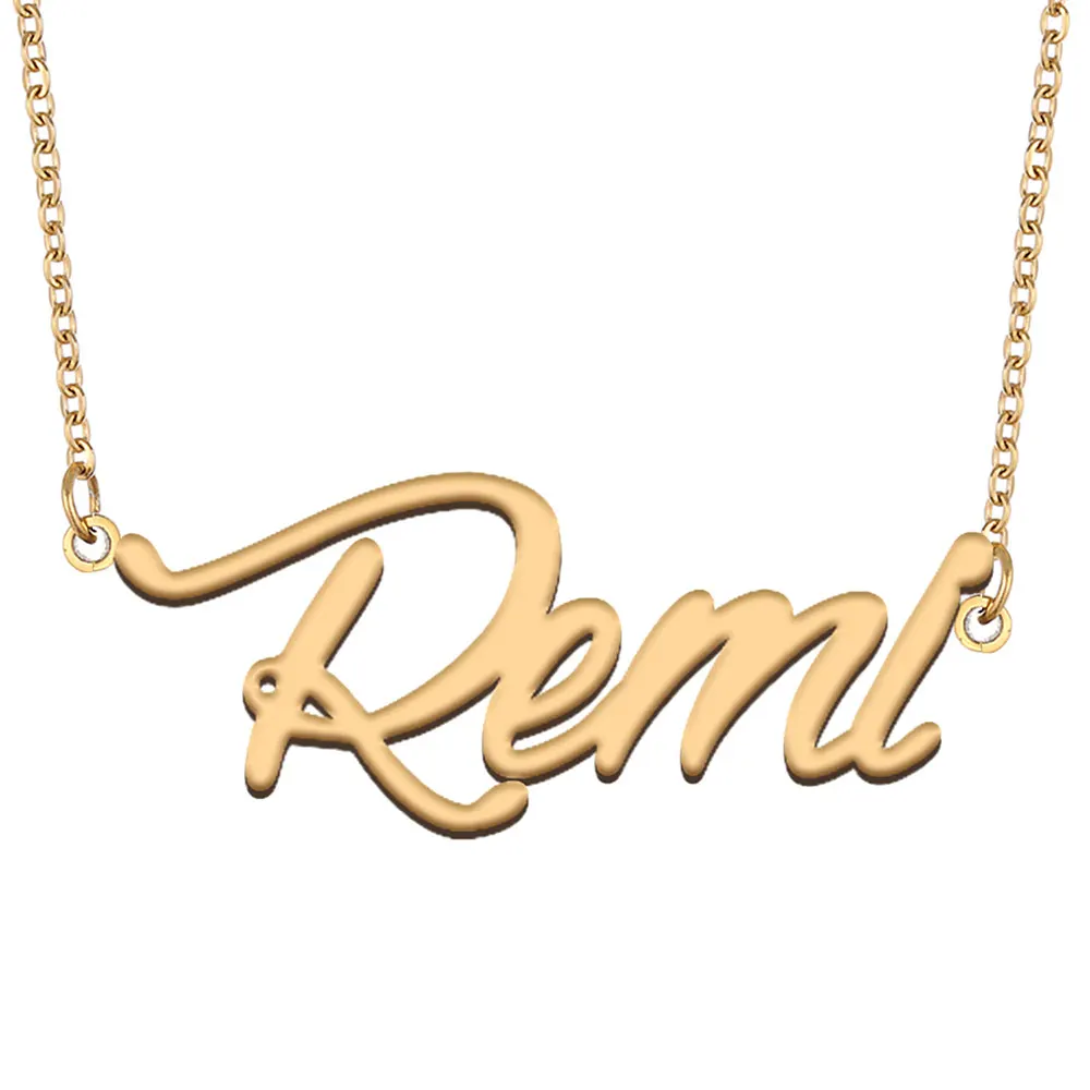 

Remi Name Necklace for Women Stainless Steel Jewelry Gold Color Nameplate Pendant Collares Para Mujer Letters Choker