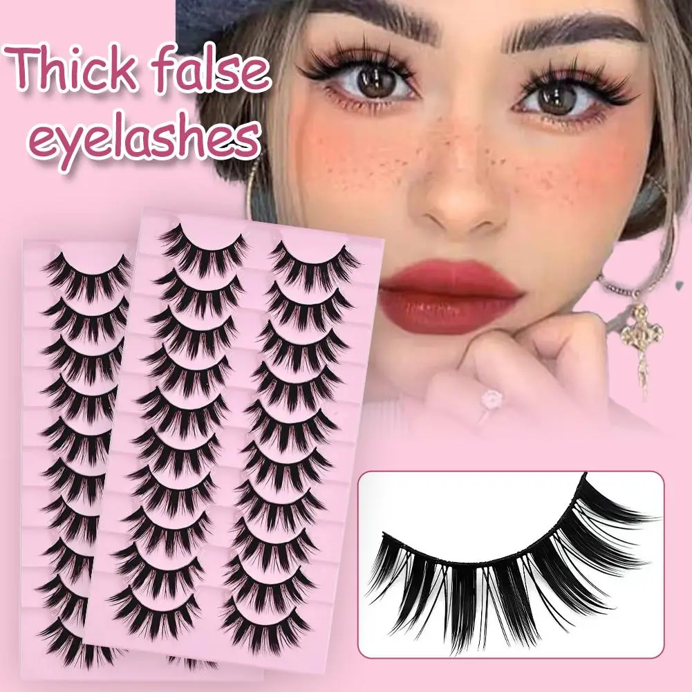 Grote Capaciteit 10 Pairs Dikke Valse Wimpers Dramatische Uitbreiding Faux Wimper 3D Cosmetica Nep Nertsen Cils Make Dikke Lash G8C0