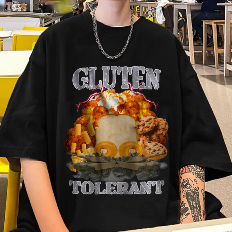 

Gluten Tolerant Funny Meme Gift T Shirt Gluten Free Cookies Tee Shirts Men's Women's Hip Hop Harajuku Short Sleeve T-shirt Tops