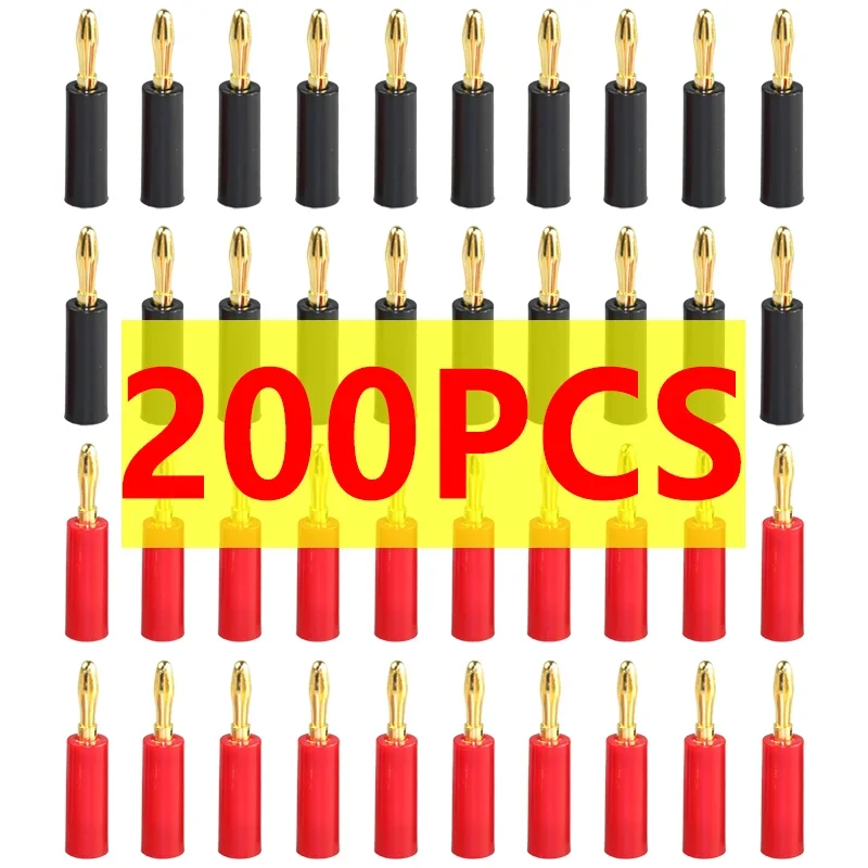10/40/200Pc Banana Connector Plug Jack Gold Plated Musical Sound Audio Speaker 4MM Banana Plugs For Audio Video Speaker Terminal