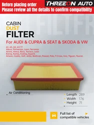 For AUDI Volkswagen VW Tiguan Golf Touran SEAT SKODA Superb III (3V3) 1.8 TSI WESTGUARD Air Filter MA9030 5QD129620A 5Q0129620B