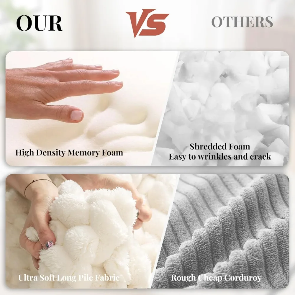 67 أريكة صالة تشيس، كرسي نوم من الفرو الصناعي مع مساند للذراعين ووسائد رمي، أريكة بدون تجميع لغرفة المعيشة أو Apar #5