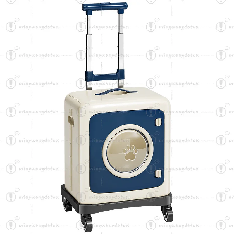 Portable Breathable Pet Rolling Carrier, Anti-Stress Cat Cage, Airline Approved Travel Box