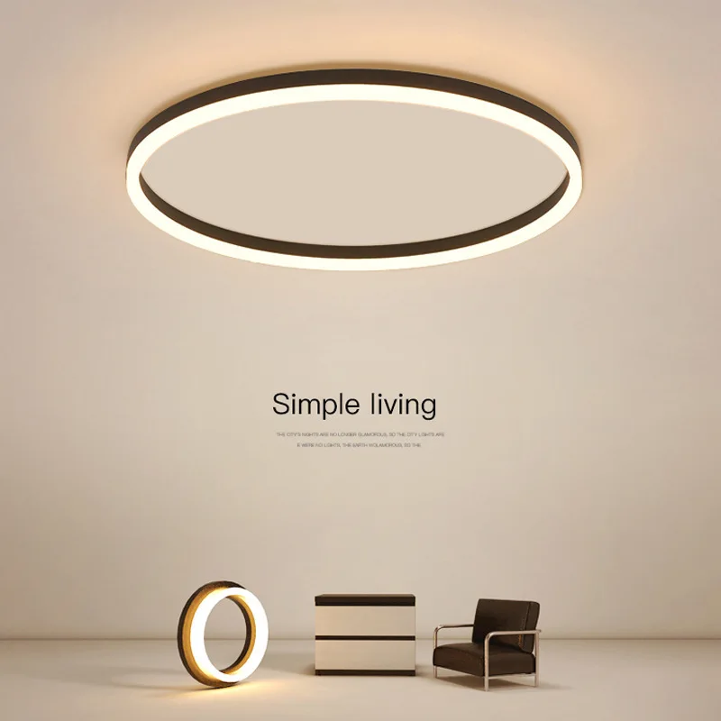 

Modern LED Circle Ceiling Light for Living Room Kitchen Fixture Nordic Minimalist Black Gold Bedroom Decor Dimming Study Lamps