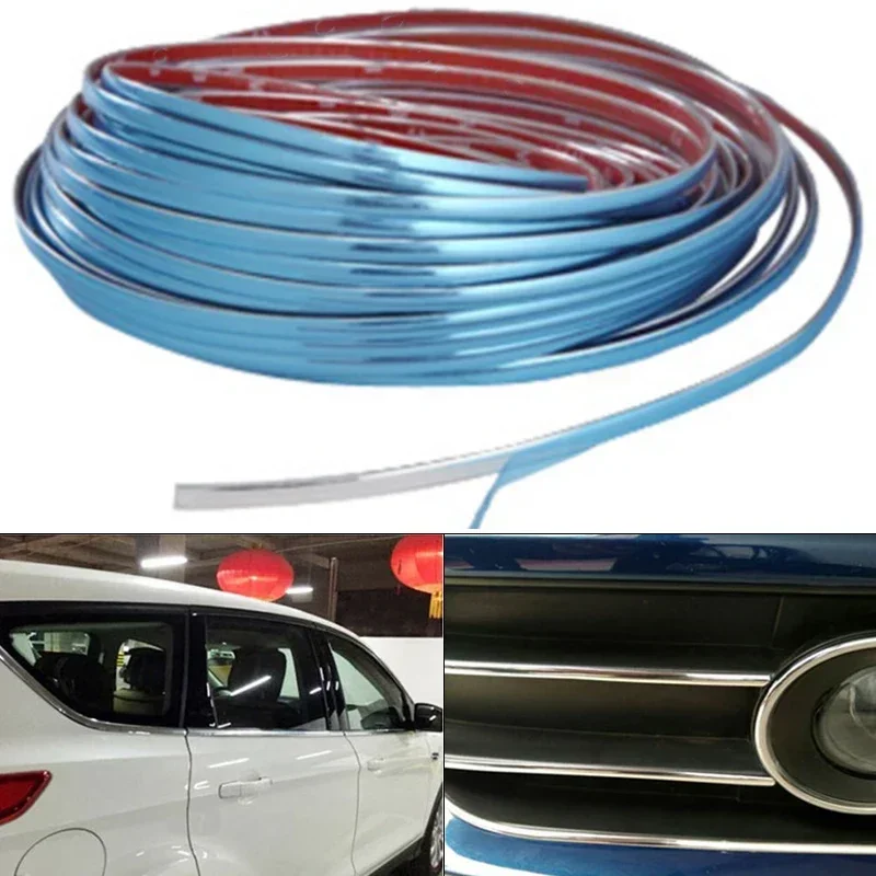 

6M Car Chrome Silver Trim Strip PVC Universal Protector Auto Door Window Bumper Grill Tape Door Edge Guard Plate Sticker