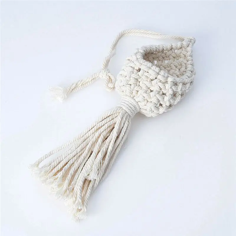 A98E-3X Boho Macrame Air Plant Hanger Tillandsia Hanging Basket Rope Holder Flower Home Decor (13CM)