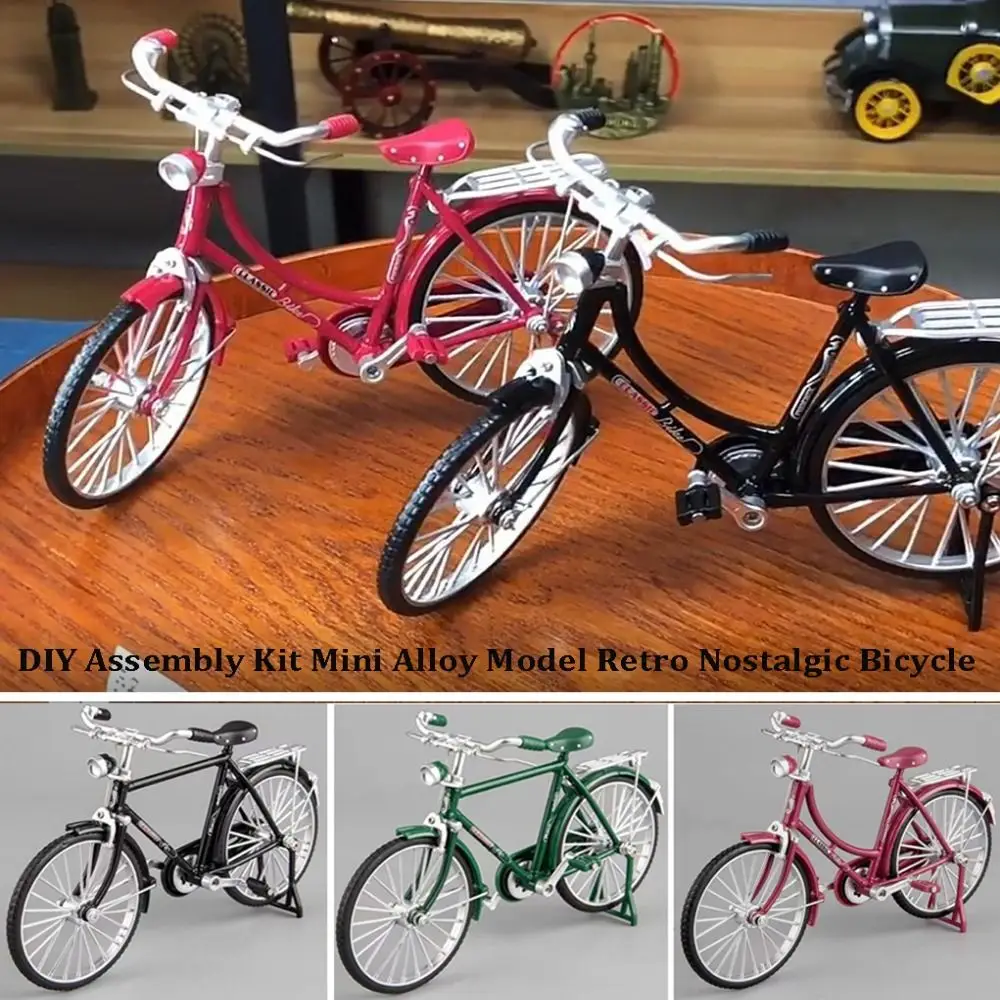 High Quality Mini DIY Assembly Kit 17.8*6.2*10.5cm 4 Colors Alloy Model Bicycle Retro Nostalgic Bicycle