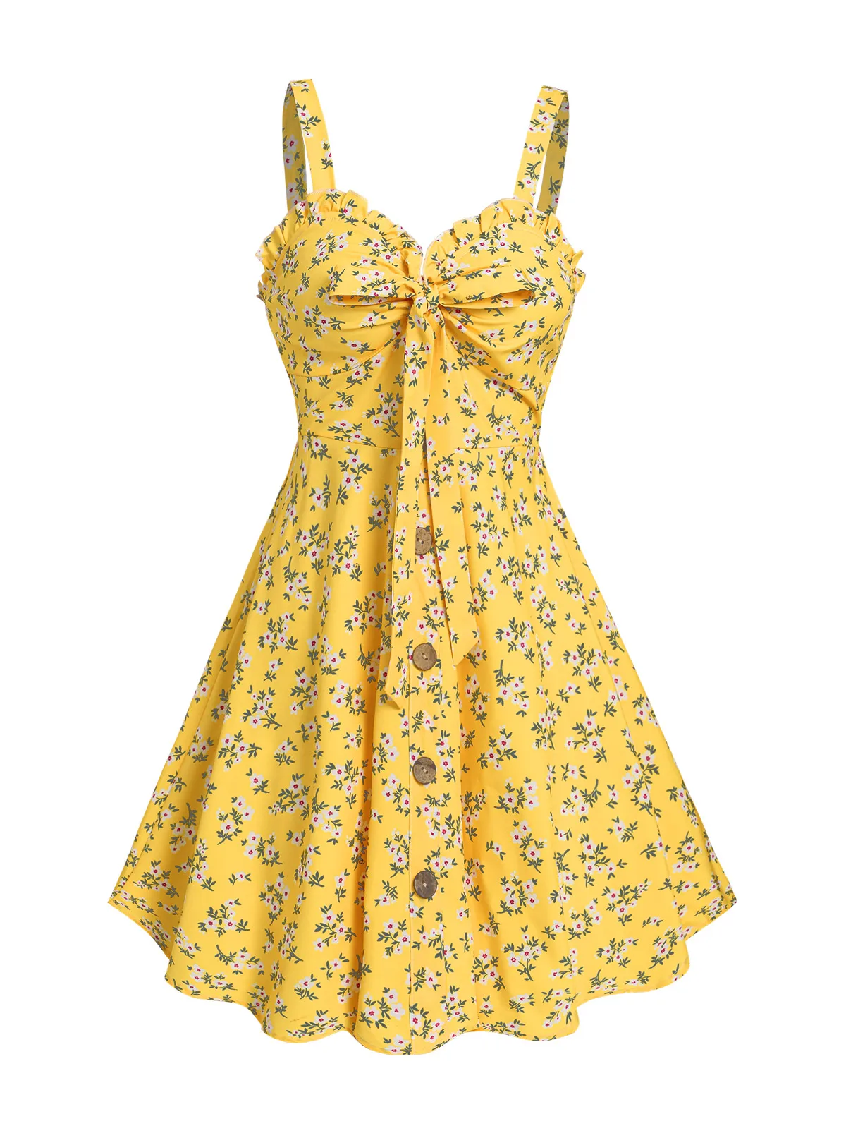 Ruched Bust Side Lace Up Flower Casual Floral Es Flare Square Neck Dress Mini Women 2023 Dress