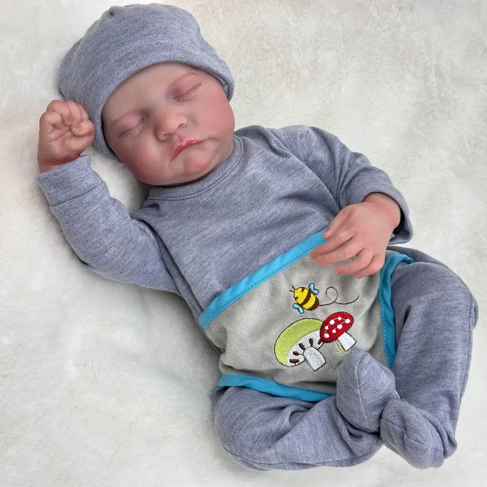 

17 Inch Reborn Baby Doll Boy, Realistic Full Vinyl Baby Doll with Lifelike Facial Features, Posable Arms & Legs, Comes with Paci