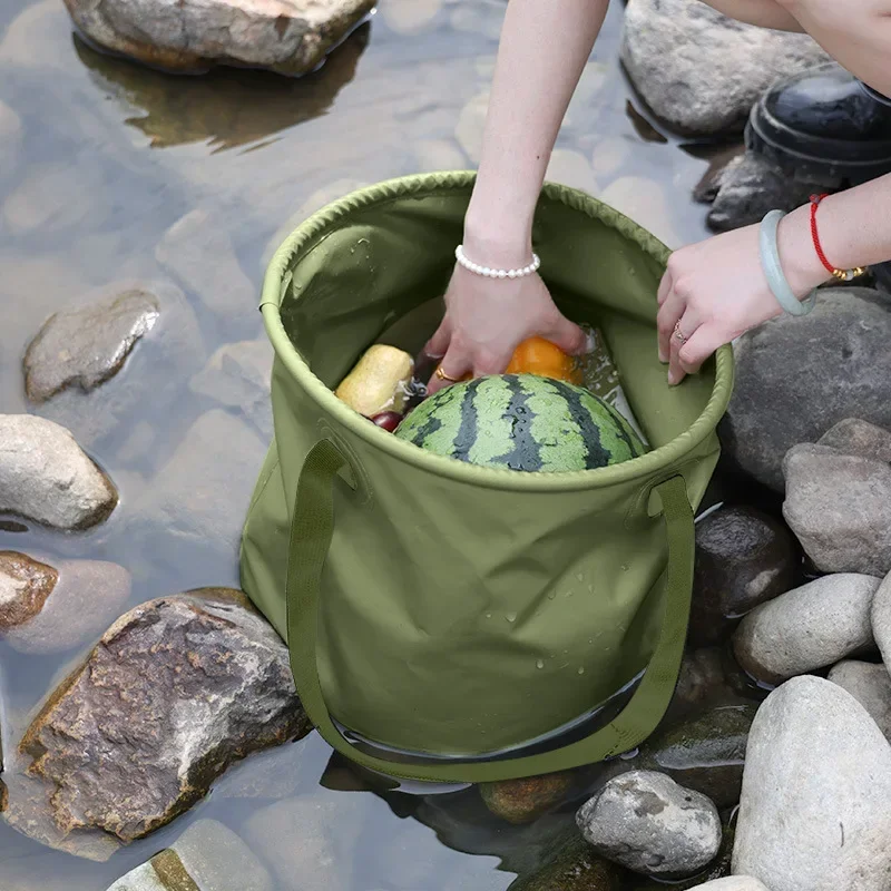 Portable Bucket Waterproof Water Bags Fishing Folding Bucket Water Container Storage Carrier Bag Outdoor Wash Basin for Camping