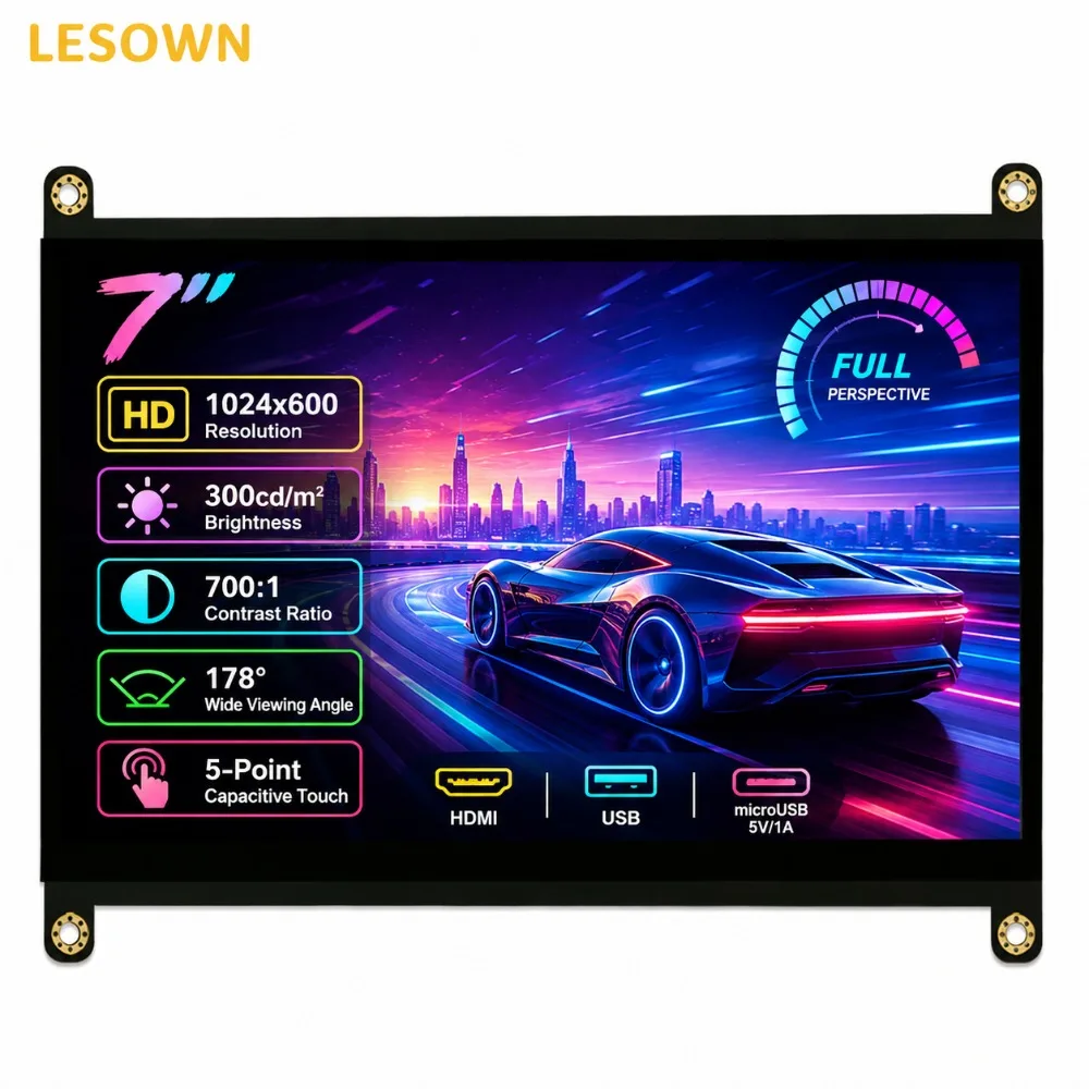 LESOWN Integrated Display Module 7 inch IPS Panel P+G Touch HDTV No Driver for AIDA64 PC Case Sub Screen