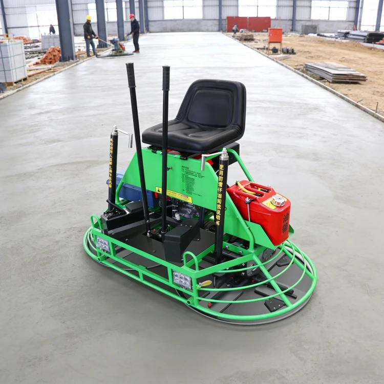 Gas Powered Ride On Power Trowel With Light Night Work Concrete Floor Polishing Machinery