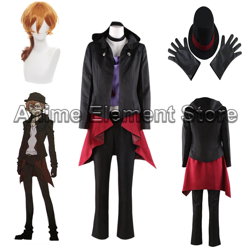 Bungou Bungo Stray Dogs Dead Apple Port Mafia Chuuya Chuya Nakahara Outfit Anime Manga Cosplay disfraz peluca Halloween