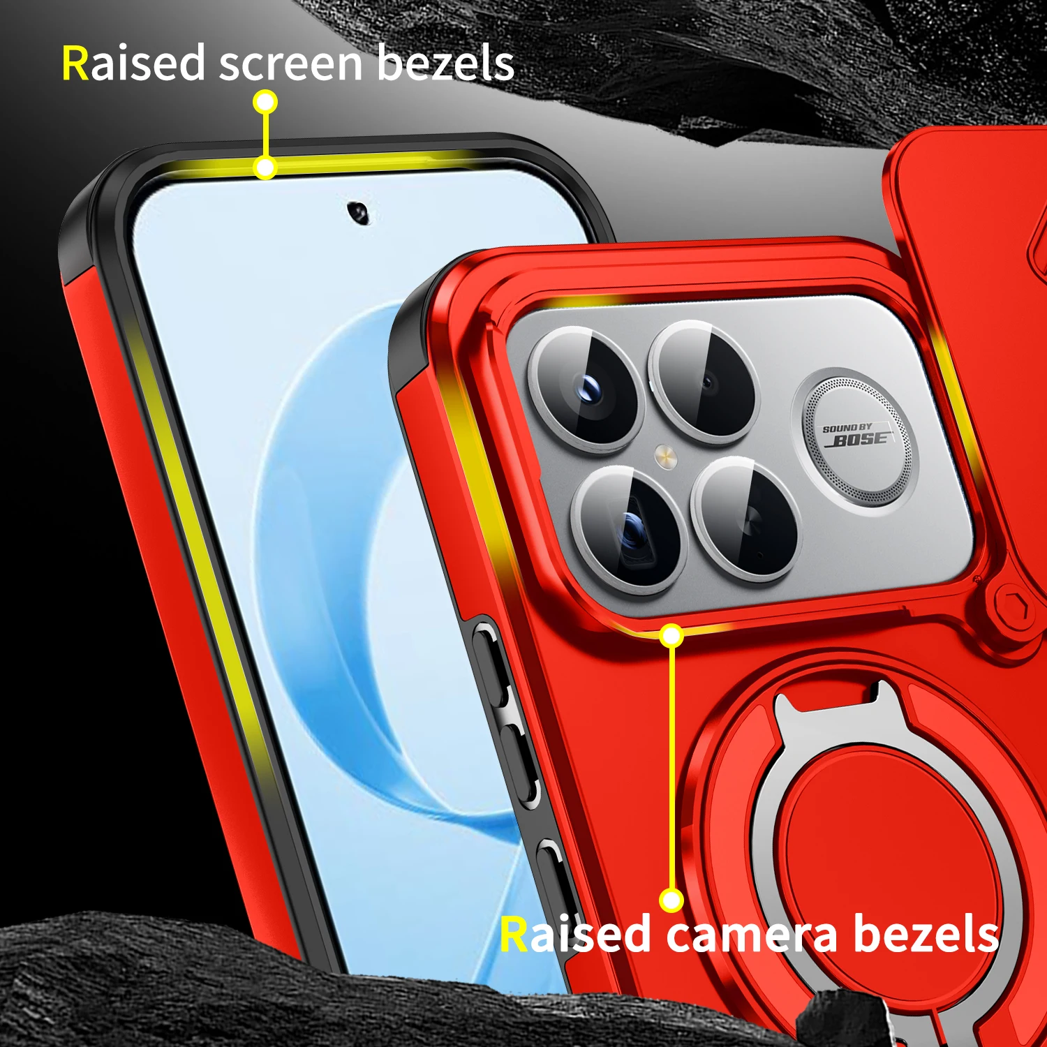 Lens Slide Cover For Xiaomi Redmi K90 Pro Max Ring Stand Built-in Magnetic Car Mount Case For Poco F8 Ultra 5G Camera Protection - view 3