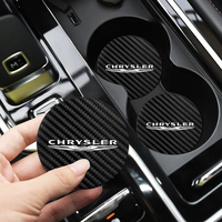 2Pcs Car Interior Leather Coaster Anti-noise Water Cup Pad For Chrysler 300c Town Pacifica Sebring Crossfire PT Cruiser Country