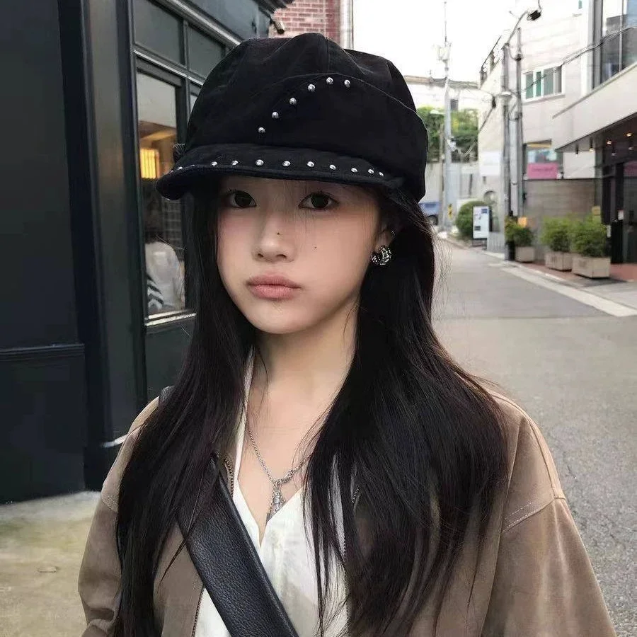 Unisex Niche Retro Studded Irregular-Crowned Octagonal Cap—Spring/Fall Outings, Unique Streetwear, Baseball Cap, Newsboy Cap
