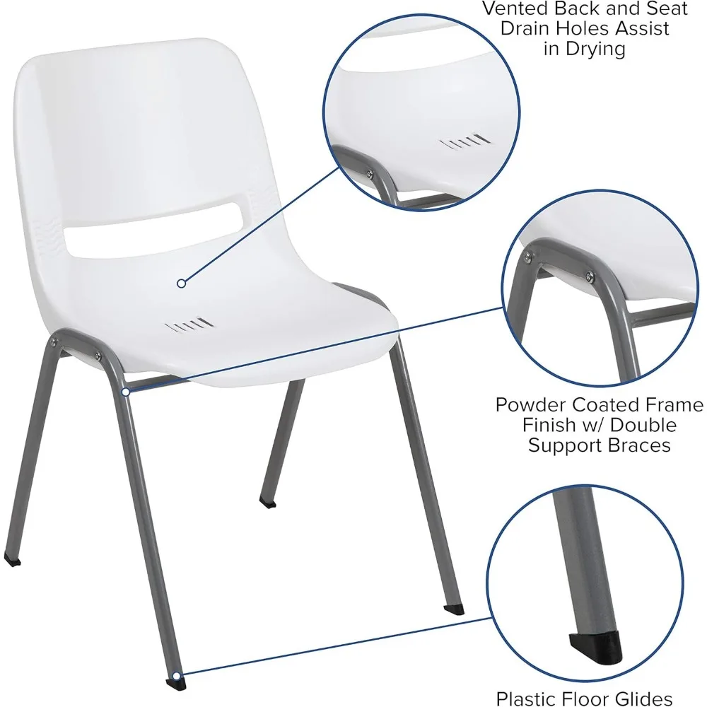 Kursi tumpukan siswa cangkang ergonomis-kursi kelas/kursi tamu kantor, sepenuhnya dirakit, Kompatibel kursi perjamuan kami