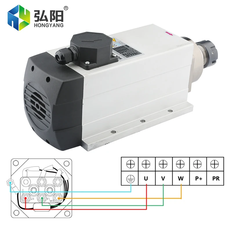 HQD 6.0KW ER32 Air-Cooled Spindle Motor 220V 380V 4 Bearing Spindle Mounting Flange For CNC Milling Machine Wood Engraving