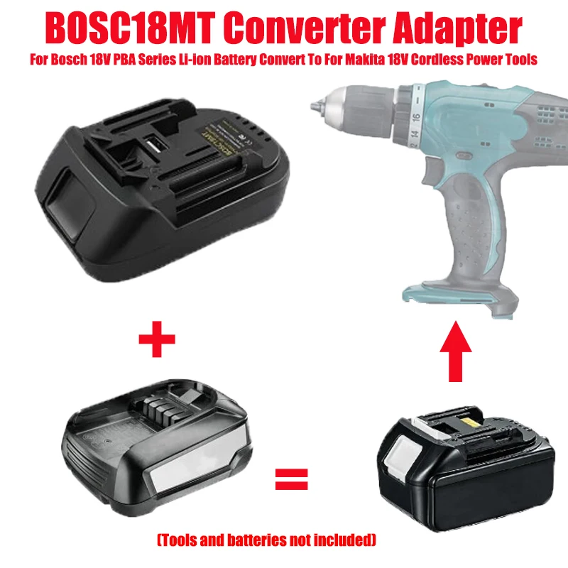 BOSC18MT Battery Adapter Converter for Bosch 18V PBA Series Batteries Converting To for Makita 18V Li-ion Battery Power Tools