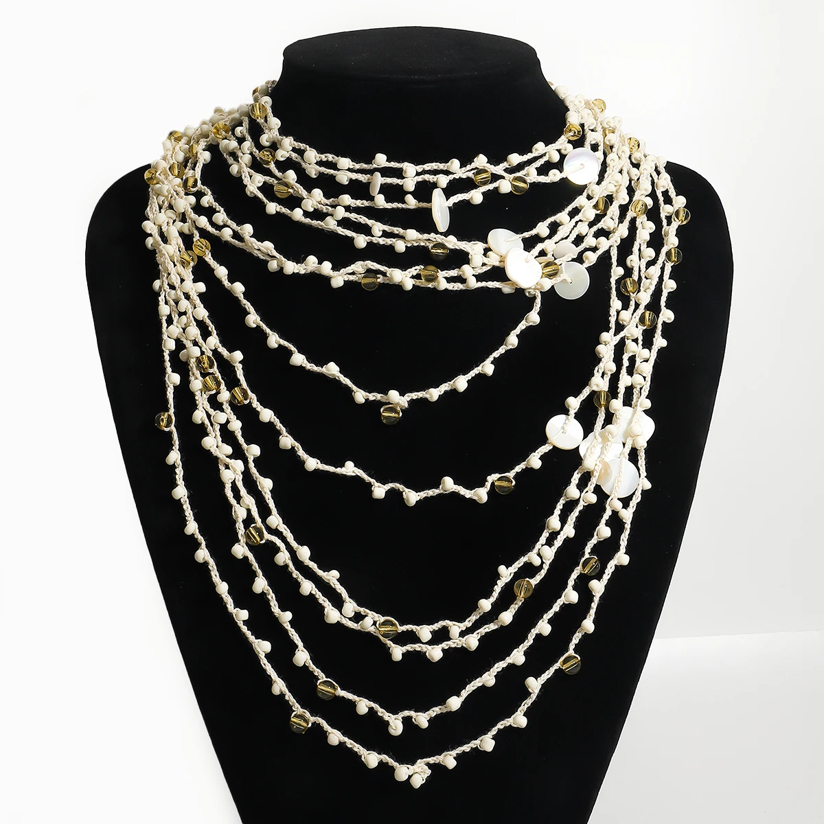 ZAA Fashion Bohemia Vintage Multilayer Weaving Necklace For Women Handmade Shell Beads Statement Jewelry Wedding Party Wearing
