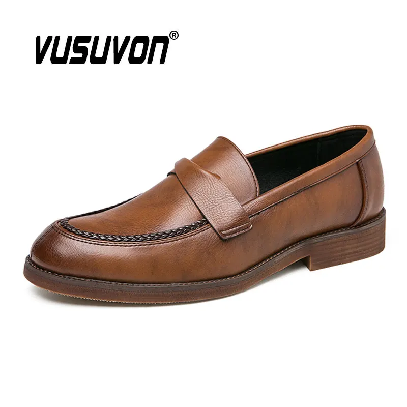 Men Casual Shoes Breathable Leather Loafers Business Office For Boys Driving Moccasins Comfortable Slip On Penny Flat