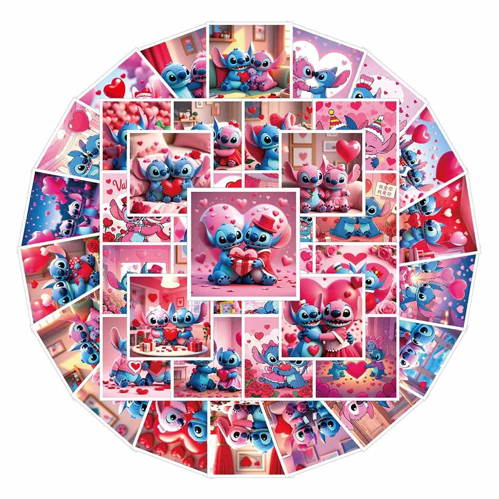 

10/30/50PCS Disney Cute Stitch and Angel Stickers Kawaii Love Funny Graffiti Decals Valentine’s Day Gift DIY Luggage Kids Toy