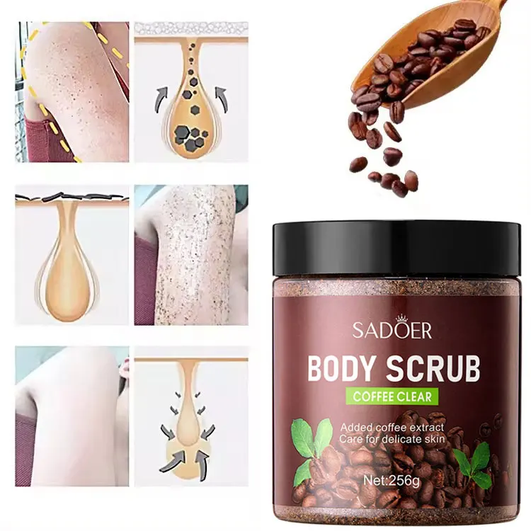 SADOER Coffee Purifying Body Scrub, All-Natural Exfoliating Body Scrub, Moisturizing, Softening, Cuticle and Fine Pore Scrub.