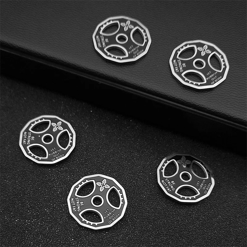 5PCS Wheel Dumbbell Polygon Fitness Equipment Barbell Piece Charms for Jewelry Making Pendant Accessories Jewelry