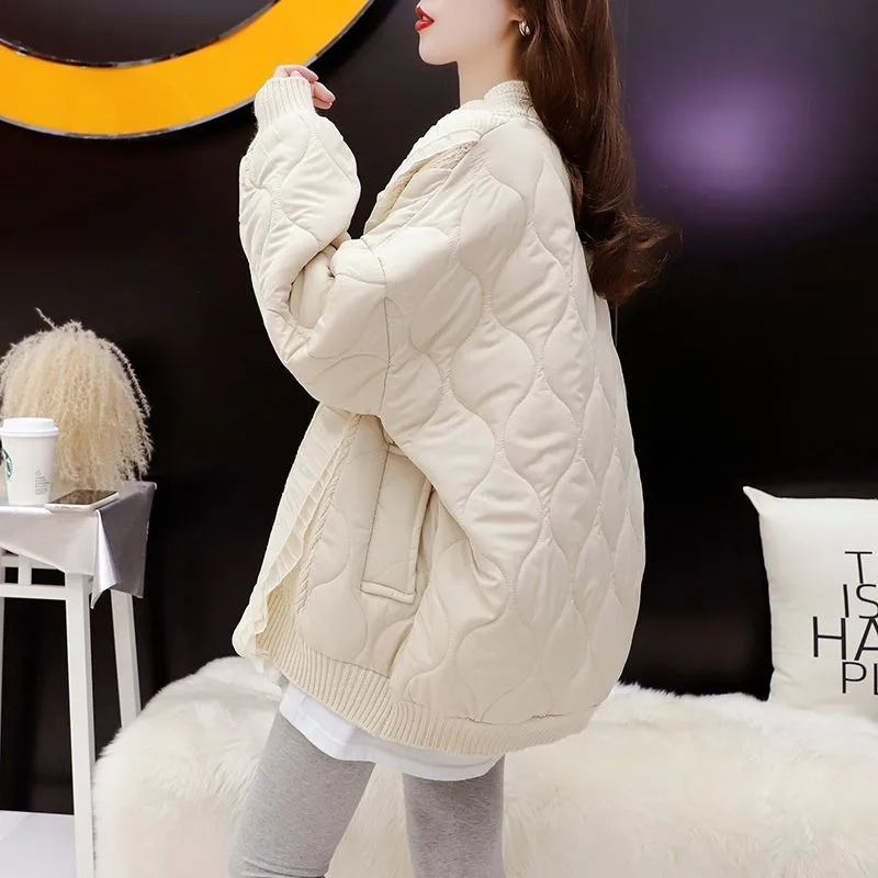 2023 New Women Cotton Coat Winter Jacket Loose Sense of Design Parkas Thicken Outwear Knit Overcoat Flounce Cardigan