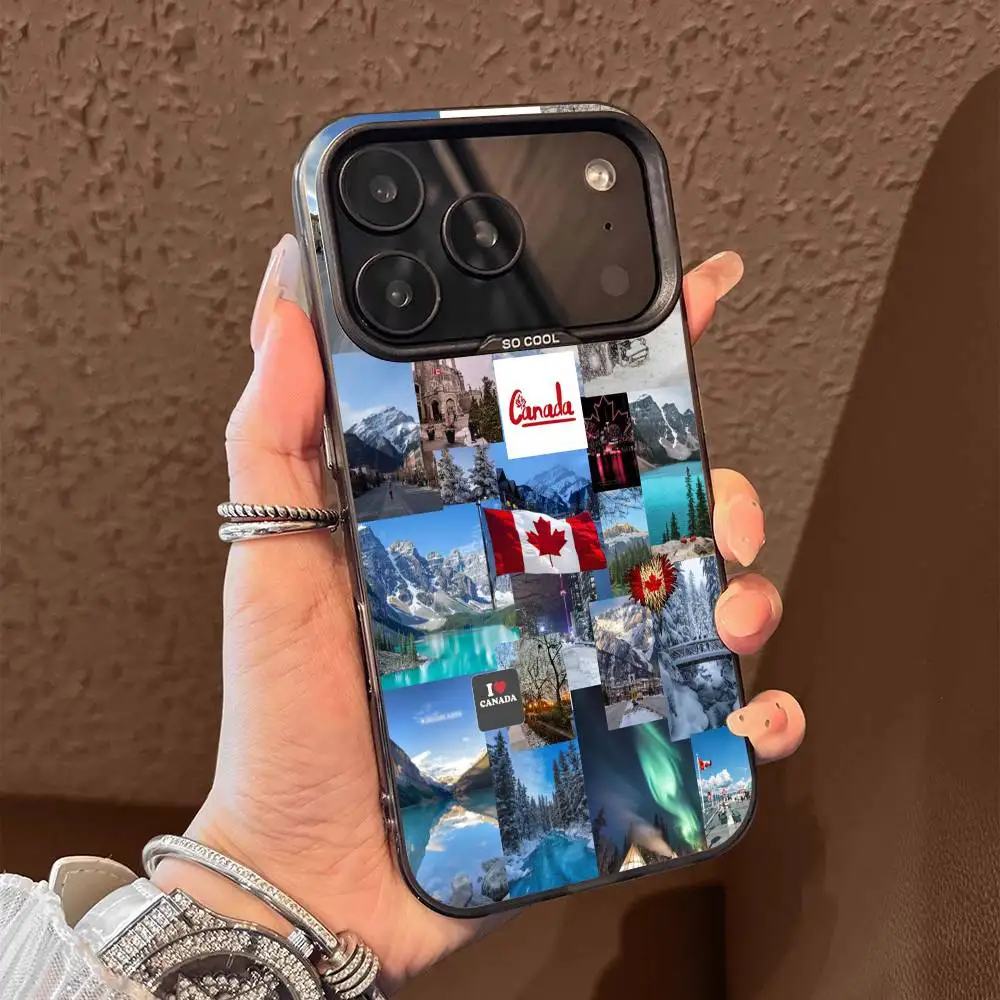 Capa de telefone de viagem com bandeira do passaporte do Canadá para iPhone 17,16,15,14,13,12,11, Pro, Max, Plus, E, Air, Mini capa preta de Tpu